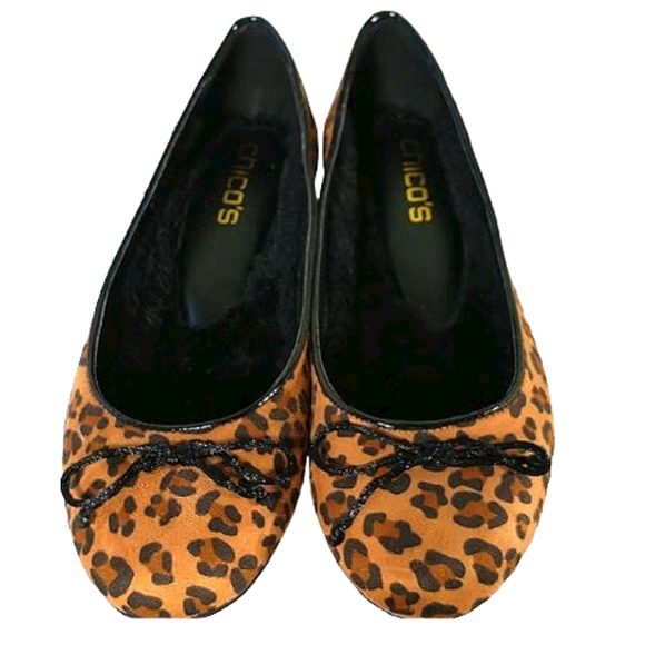 NWT Chico's, Cheetah print faux fur lined slip on Ballet flats. 7.5 - Picture 3 of 11